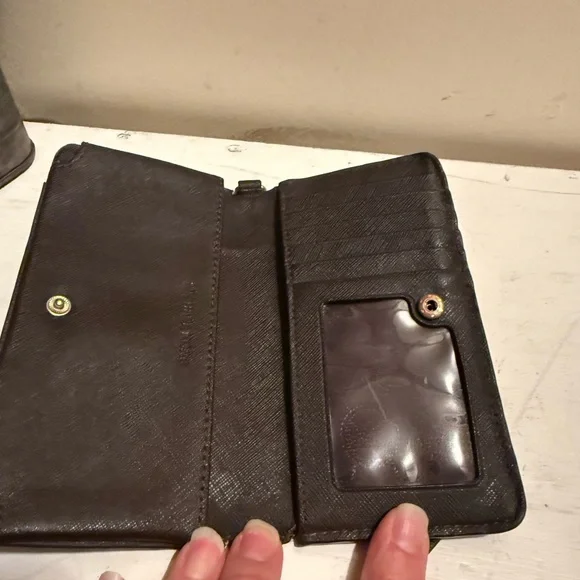 MICHAEL Kors Jet Set StripeTote saffiano leather orange-wallet Set EUC - Picture 12 of 14